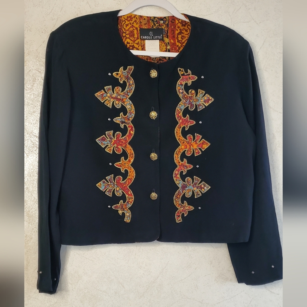 Vintage Carole Little Short Boho Jacket. Made In USA Size10
